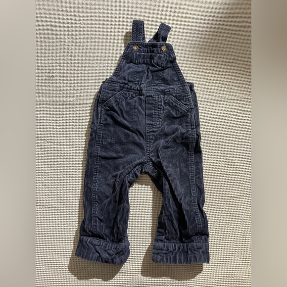 Old Navy blue thick width Corduroy red green plaid cuffed Overalls 12 mth - Picture 7 of 7